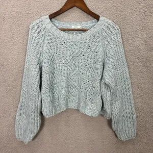 Kimchi Blue Sweater Women M Blue Crochet Pullover‎ Soft Girl Cottagecore Boho thumbnail 1