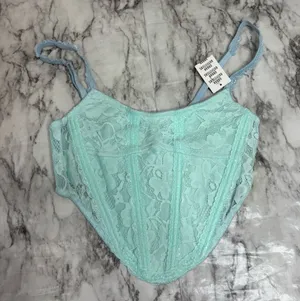 Urban Outfitters Out from Under Light Blue Lace Boned Corset Top size medium NWT thumbnail 1