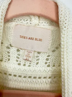 Skies Are Blue Women Ivory XS Crochet Open Cardigan Vest Sleeveless Boho Hippie thumbnail 3