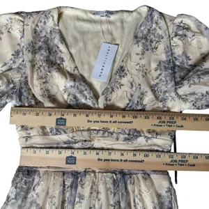NWT Baltic Born S Ardley Maxi Dress Cream & Blue Floral‎ Sheer Overlay Babydoll thumbnail 12