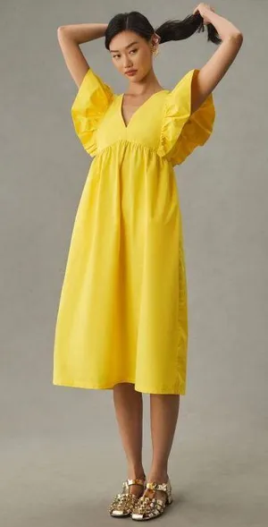 Anthropologie Flutter Sleeve Babydoll Dress, Size XXS thumbnail 1