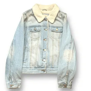Ashley Vintage Charm Light Wash Sherpa Collar Denim Trucker Jacket Women’s‎ XL thumbnail 10