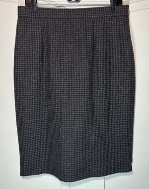 Burberrys Wool‎ Cashmere Donna Pencil Skirt Business Career Herringbone Large 48 thumbnail 1