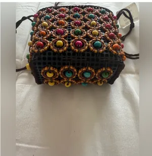 Colorful Beaded Crossbody bag Brown thumbnail 3