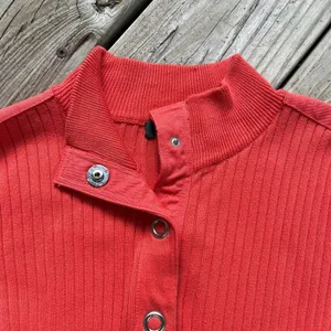 Lauren Ralph Lauren Women's Orange Ribbed Knit Snap Front Sweater Size M thumbnail 3