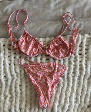 pink/orange womens bikini set Pink thumbnail 1