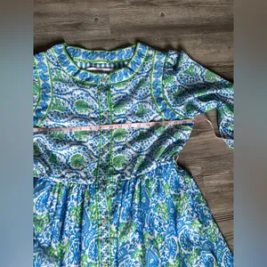 Gretchen Scott Designs Blue and Green Long Sleeve Dress thumbnail 7