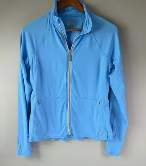 Lilly Pulitzer Luxletic Kapri Full Light Blue Zip Up Gold Accents Women's Size M thumbnail 1