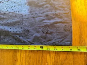 Zara Womans Wide Leg Pants Eyelet Embroidered Size XS Navy‎ Blue Boho Cotton thumbnail 9