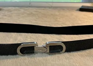 Lauren Ralph Lauren Women's Black Stretch Belt with Silver Clasp thumbnail 1