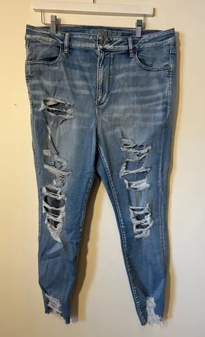 American eagle 18 short comfort stretch waistband medium wash hi rise jegging thumbnail 1