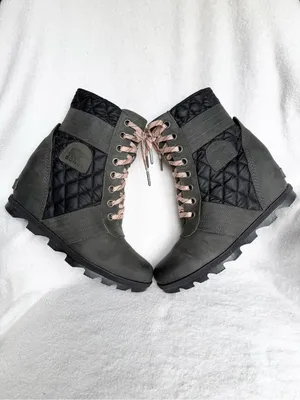 Sorel Womens Size 10.5 Lexie Wedge Felt Boots Camp-Dark Slate thumbnail 7