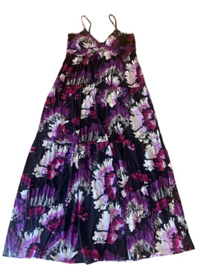 ANA Maxi Dress NWT Large Black Purple Tie Dye Floral thumbnail 1