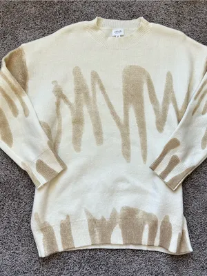 Le Lis Cream Sweater with Beige Abstract Brushstroke Print thumbnail 1