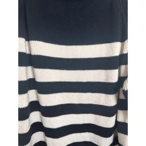 Aerie Bistro Sweater‎ Womens Large Black White Striped Oversized Knit Scoop Neck thumbnail 3