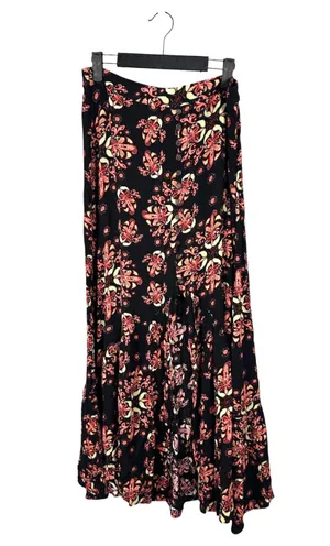 Earthbound Trading Dark Moody Floral Boho Bohemian Gauzy Maxi Skirt Size Large thumbnail 1