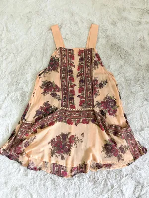 Free People Paradise Song Mini Dress Boho Floral Swing Dress Tunic Size XS thumbnail 4