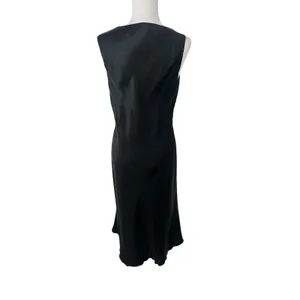 Valerie Stevens 10 Black 100% Silk Slip Dress 90s Minimalist Quiet Luxury Goth thumbnail 4