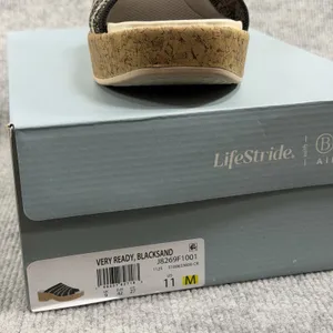 LifeStride BZees Size-11M Women's Very Ready Wedge Sandal Blacksand thumbnail 2