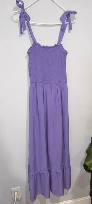 Lavender Tie-Shoulder Smocked Maxi Dress thumbnail 1
