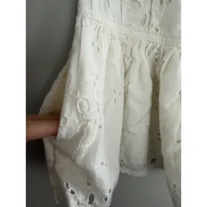Free People Roselle Eyelet Mini Skirt Ivory‎ Button Front Drawstring Women's Med thumbnail 8