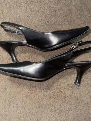 Donna Lawrence "Classy" Black Slingback Kitten Heels Size 7.5 thumbnail 3