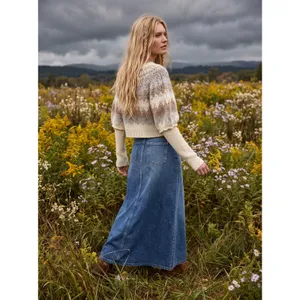 Free People Wool Fair Isle Puff Sleeve Sweater Home For the Holidays Small thumbnail 5