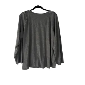 Earth Angels Women's Plus Size XXL Grey Babydoll Long Sleeve‎ Pajama Top thumbnail 5
