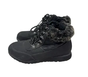 Karen Scott Black Faux Fur Lined Hiking Boots Cozy Winter Lace Up Zip‎ thumbnail 1