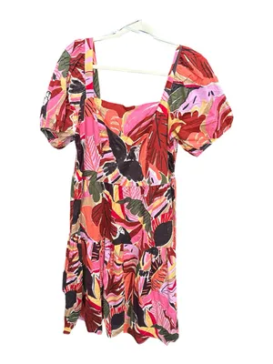 Crystal Sky Boho Plus Size Puff Sleeve Midi Dress Multicolor Floral Print 1X thumbnail 1