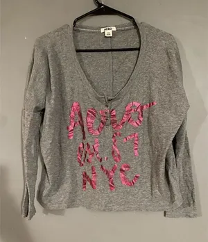 Aeropostale EST 87 NY Gray Thermal Long Sleeve Top Sweater Size Medium thumbnail 1