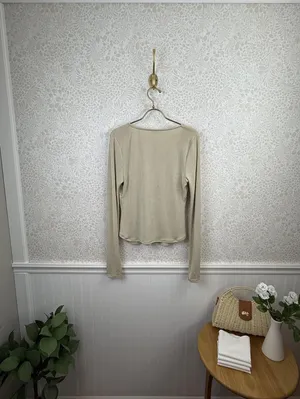 Intimately Free People Beige Slinky Deep V-Neck Fitted Top - Size - Medium thumbnail 5