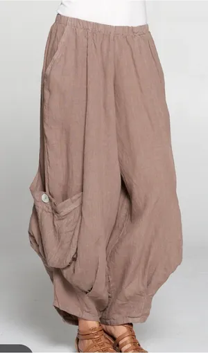Match Point Linen Big Side Pockets Sz M Tan Size M thumbnail 1