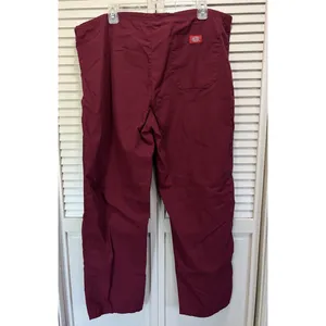 Dickies Burgundy Unisex Drawstring Waist High‎ Rise Scrub Pants Medical Straight thumbnail 3