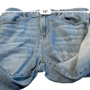 American Eagle Hi-Rise Light Wash Distressed Raw Hem Skinny Jegging‎ Jeans Sz 14 thumbnail 11
