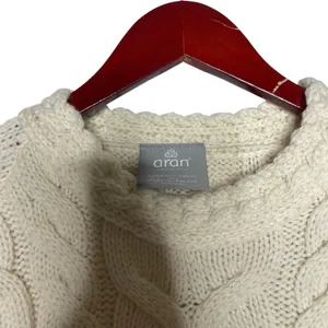Aran Sweater Market Super Soft 100% Merino Wool Luxury Cable Knit Sz S thumbnail 4