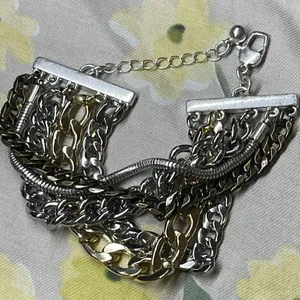Jenny Bird Austin Cuff Mixed Metals Stacked 5 Chain Bracelet Brand New thumbnail 8