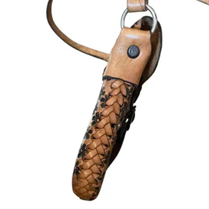 Handmade Leather Boho Hippie Earthy Natural Tan Floral Braided Crossbody Bag thumbnail 4
