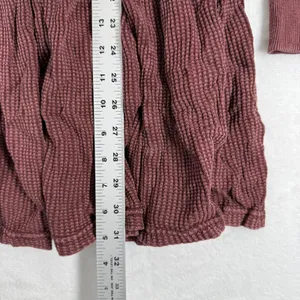 Free People We The Free Jolene Waffle Knit Henley mini Dress Tunic Burgundy Sz S thumbnail 4