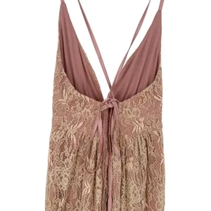 NWT Lulus Lace Up Back Lace‎ Maxi Dress Deep V Neck High Slit Blush Pink Size XS thumbnail 9