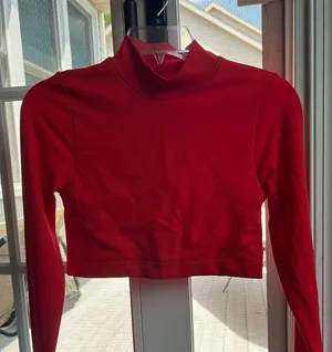 Garage Red Long Sleeve Crop Top thumbnail 1