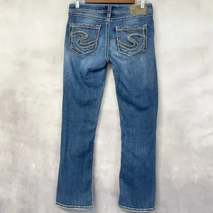 Silver Jeans Aiko Mid Boot Women 27 Low Rise Super Stretch Western Rodeo Country thumbnail 2