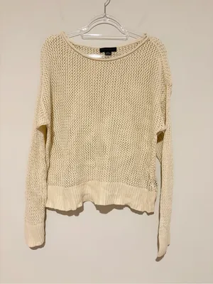 Sanctuary cotton Women’s Open-Knit crochet Sweater cream size‎ XL thumbnail 2