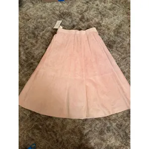 NWT Vintage Pia Rucci Pastel Pink Genuine Suede Leather Midi Skirt Boho A Line thumbnail 4