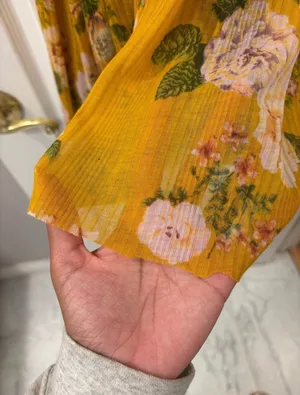 Free People Mirage Boho High-Low Tunic Twist-Front Raw Edge Floral Yellow Cami S thumbnail 3