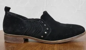 Clarks Collection Trish Bell Womens Size 7 Black Suede Studded Slip On Booties thumbnail 1