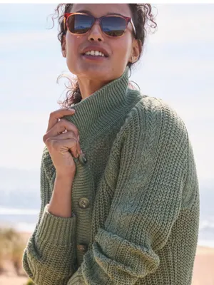 Garnet Hill Maren Linen & Organic Cotton Cardigan Sweater Size Large thumbnail 3