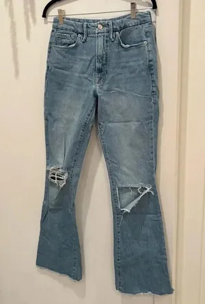 Good American Womens Denim High Rise Jeans Bootcut Distressed Size 8/29 RN151301 thumbnail 3