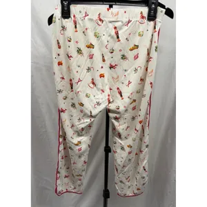 LAKE Women's Pima‎ Cotton Cropped White Christmas Print Pajama Pant Sz Small thumbnail 3