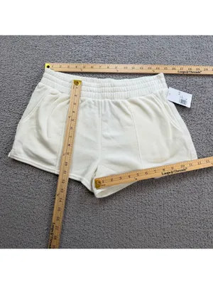 NWT Forever 21 French Terry Shorts L White Womens Knit Solid Mini Sweatshorts thumbnail 3